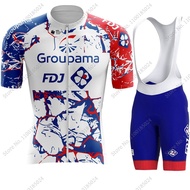 2026 STYLE Cycling Jersey Set France FDJ Team Summer Bicycle Clothing Mens Road Bike Shirt Suit Bib 