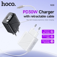 Hoco สายเคเบิล N58 30W USB-C แบบเดิม USB-C การชาร์จเคลื่อนที่ชาร์จแบบเร็วผนังสำหรับโทรศัพท์แอนดรอยด์