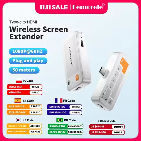 Lemorele HDMI Wireless Transmitter Receiver 1080P Low Latency Extender Video Transceiver Support Mir