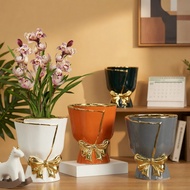 Light Luxury Gold Outline Ceramics Flower Pot Nordic Modern Home Creative Ins Bouquet Pot Large Y9A9