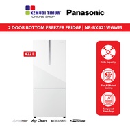 PANASONIC FRIDGE 2 DOOR BOTTOM FREEZER INVERTER ECONAVI AG CLEAN 422L (GLASS WHITE) | NR-BX421WGWM