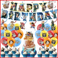 ns4 one piece Theme kids birthday party decorations banner cake topper balloon set supplies