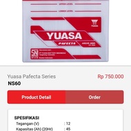 Aki accu yuasa ns60 12v 45ah AVANZA XENIA RUSH TERIOS APV MEGA CARRY