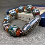 Tibetan Handed down Dzi Beads Genuine Green Agate Dzi Beads Bracelet Bracelet Transfer Beads Agate M