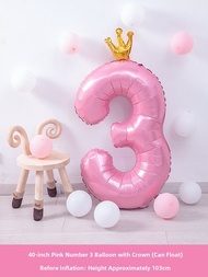 Angel Fly | Pink Crown Number Balloon 40 inches