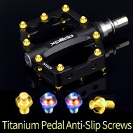 RISK 8pcs M4x4.6mm Titanium Pedal Bolts Anti-Slip For Mountain Road Bike Cycling Ultra-light Hexagon Ti Fasten Anti-Slip Screws