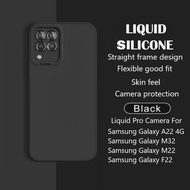 Softcase Casing pro Camera Samsung A22 4G M22 4G M32 4G F22 Black Silicone Full BlackPOLOS