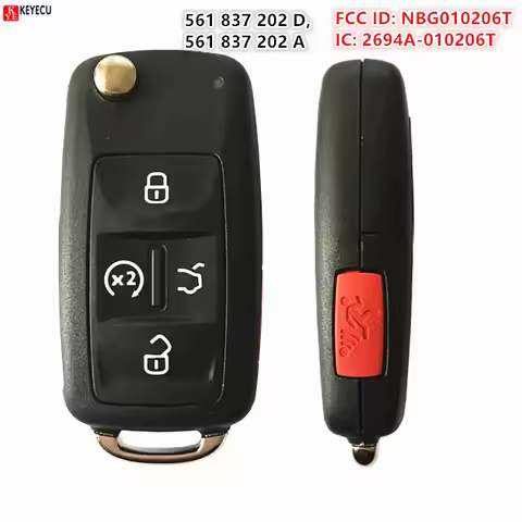 KEYECU Aftermarket P/N: 561 837 202A/ 561 837 202D FCCID: NBG010206T for VW Flip Remote Key 4+1 Butt