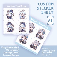 Custom Sticker Sheet Vinyl A6 (10.5x14.8cm) - Custom Print+Cutting Sticker - Print Sticker Sheet - Print Kiss Cut Sticker - Glitter/Matte/Doff