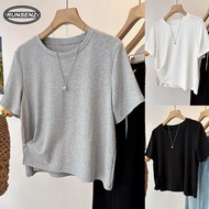 M-4XL Fat Woman Plus Size Crop Top Lady Plain Casual Short Sleeve Tshirt