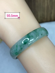 50.5#天然A貨翡翠冰陽綠飄花加高冰飄花半山半水特色手鐲