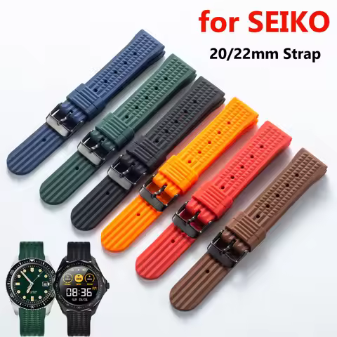 Rubber Watchband for Seiko Submariner SKX007 SKX009 Watch Bracelet Replacement Flat-end Strap 20mm 2