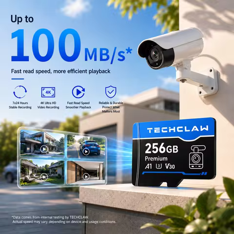 SD Card 4K Micro TECHCLAW 4K Micro SD Card for Dash Cam Security Camera Outdoor DJI Camera U3 A1 V30