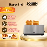 JOGEN BT 3214 Long Slot 4 Slices Toaster with Browning Control & Warming Rack for Bagel Pastry Bun