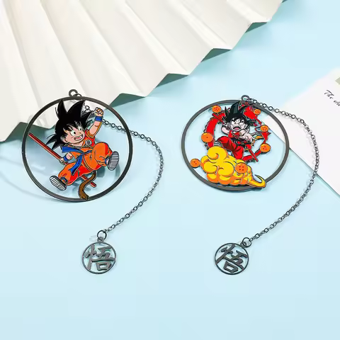 Seven Dragon Shaped Beads Anime Enthusiasts, Anime Hollow Metal Bookmark with Enlightenment Characte