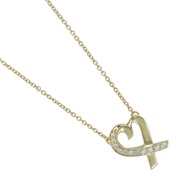Tiffany & Co. Loving Heart Necklace, 18K Yellow Gold with Diamonds, Approx. 2.87g, Women's [Pre-owne