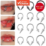 1 PC 16G 8/10/12mm Cone Septum Piercing Stainless Steel Horseshoe Nose Piercing Spike Devil Labret L