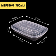 กล่องใส่อาหาร ถ้วยพลาสติกใส่อาหาร พร้อมฝาแยกกล่องสีดำ ทำจากวัสดุ PP แบบลัง (150 ชิ้น/ลัง) ขนาด MBF75