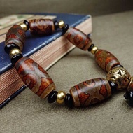 Agate Three-Eyed Dzi Bead Bracelet Men's Dzi Bead Agate Bracelet Supply