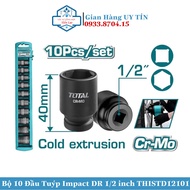 Bộ 10 đầu tuýp 1/2 inch Impact DR TOTAL THISTD12101 set đầu tiếp 10-24mm thép CrMo