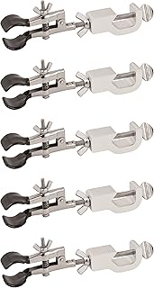 5PK Burette Clamp with Bosshead/Test Tube Holder - PVC Coated Round Jaws, Opens up to 45mm - Eisco L