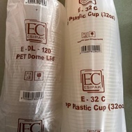 EC ESIPAK Plastic Cup 32oz E-32C PET Dome Lid E-DL-120 Disposable Cup