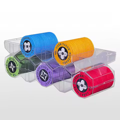 100 Chips Poker Chips Box Acrylic Fine Chips Transparent Boxes Casino Gambling Chip Storage Case Wit
