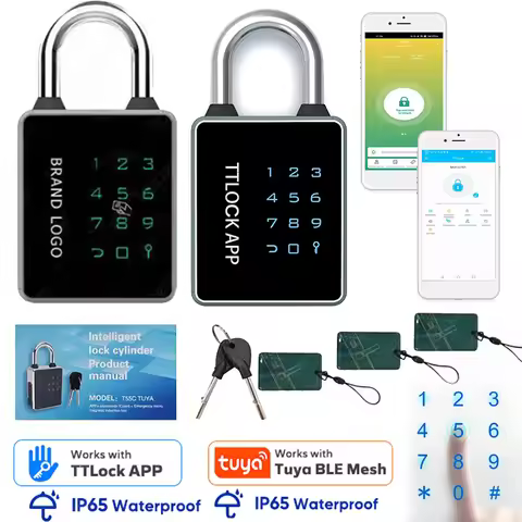 Smart Fingerprint Padlock Tuya TTLOCK APP Waterproof Biometric Thumbprint Door Locks Keyless House L