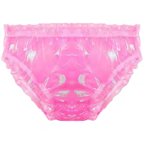 Mens Transgender Crossdressing Underwear Glossy Organza Underwear Sissy Men Underwear Pseudo-girl Ru