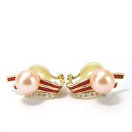 二手 Tasaki 耳環，18K 黃金鑲鑽，約 ​​9.4 克