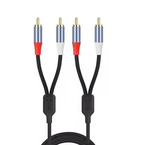 YY High Quality-Braided Shielded 2RCA Male to 2RCA Male RCA Cable for Home Theater, HDTV, Amplifiers