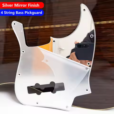 Jazz J Bass Guitar Pickguard 4-String / 5-String Silver Mirror 10-Hole Scratch Plate for USA/Mexican
