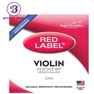 D'Addario 2104 Red Label Violin String Set, 1/2 Scale, Medium Tension