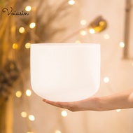 1pc 6-14inch Top Quality Profession Pure White Singing Bowl Voiasin Frosted Quartz Crystal Musical S