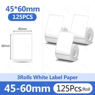 3Rolls Niimbot B1/B21/B31/B4 White Sticker WaterproofAnti-Oil Paper Adhesive For B31 B203 Mini Porta