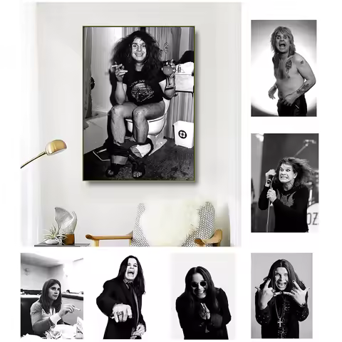 Ozzy Osbourne Poster And Prints Black White Canvas Painting Vintage Singer Pictures Wall Art For Liv