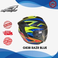 Helmet Gracshaw Gaizer G838 Razr Helmet Blue (READY STOCK) Helmet Open Face