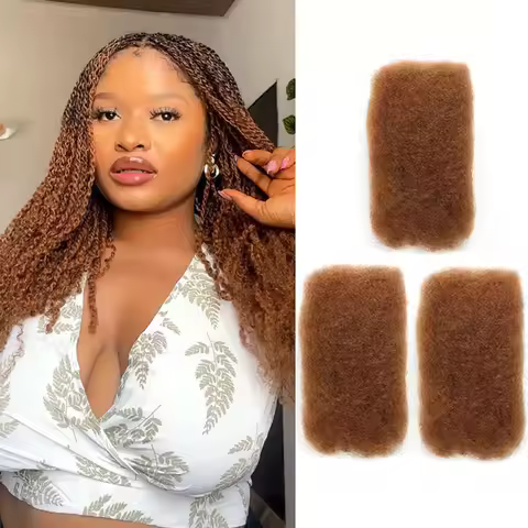 100% Human Hair Kinky Bulk for Braiding Natural Mini Twist Look QVR Afro Kinky Human Hair Bulk Dread