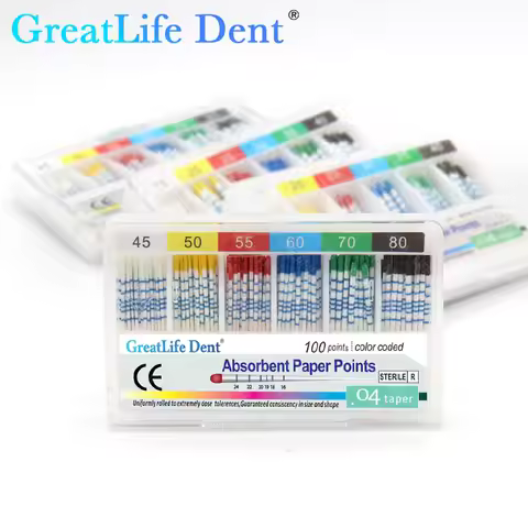 GreatLife Dent 200pcs/box Tips Taper 0.2/0.4/0.6 Size 15/20/25/30/35/40 Dental Root Moisture Absorbe