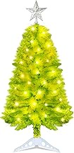 [Timer & 8 Modes] 3Feet Christmas Tree Lime Green, Small Christmas Tree with Lights for Indoor Home 