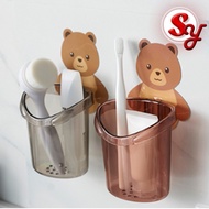 Toothbrush Holder Toothbrush Cup Cute Bear Holder Cup Kids Wall Mounted Toothbrush Toothpaste Storag