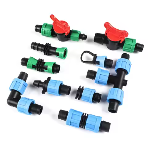 5-15pcs 16mm Drip Tape Valve Micro Irrigation Watering Save Labyrinth Type Joints Valve Connect to 1