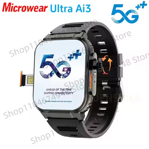Microwear Ultra Ai3 Smartwatch 5G 180° Rotating Camera Google Play GPS WIFI 2.2inch Amoled HD Displa