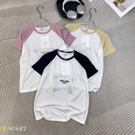 Women's round neck, short-sleeved, mixed-color T-shirt with beaded star pattern CE from Guangzhou, m