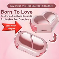 K520 Wireless Earbuds Stereo Earphones With Rotatable Love Heart Shaped Charging Case Low Latency He