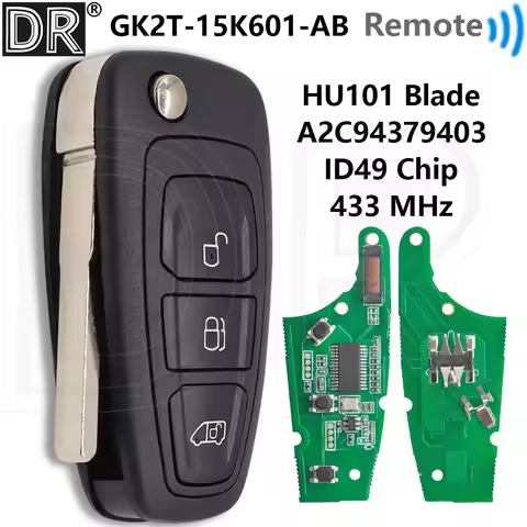 Great ID49 Chip 433MHz A2C94379403 Flip Car Remote Key GK2T-15K601-AB For Ford Transit Custom Tourne