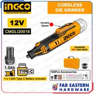 INGCO Cordless Mini Die Grinder Rotary Tool w/ Type C Battery & 100pcs Acce.12V CMGLI20018 INPTCL