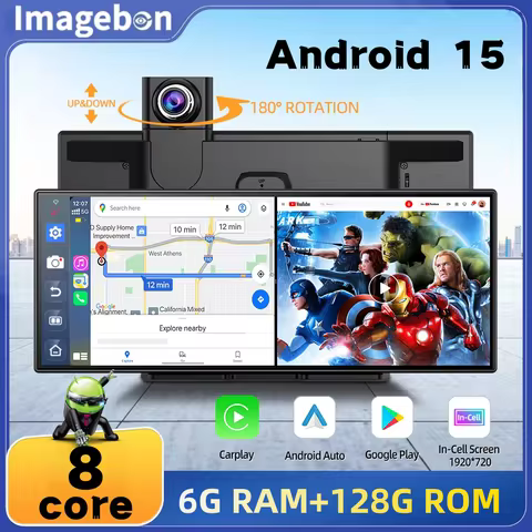 Imagebon P70Plus 11.4" Android 15 8Core 6+128G CarPlay Android Auto Dash Cam Split Screen Video Reco