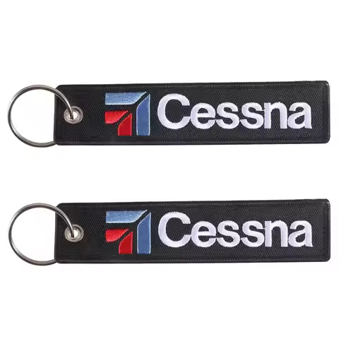 Double-sided embroidery CESSNA Aviation flight keychain Motorcycle and car keychain accessories Back