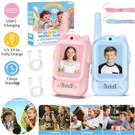 A pair Kids Video Walkie Talkie Toys Voice Changer USB Rechargeable 2 Inch High-definition Screen On